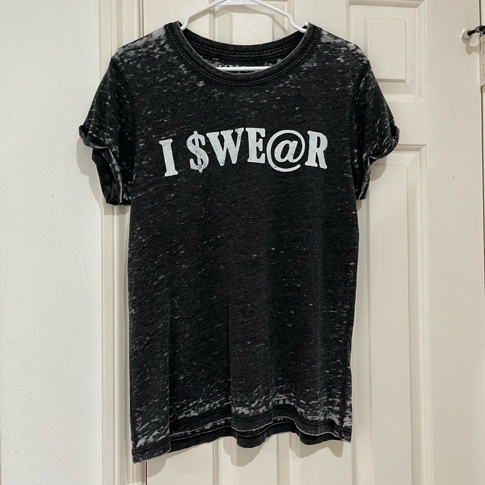 Recycled Karma Telegrams NWOT I Swear Folded Short Sleeve Tee size small